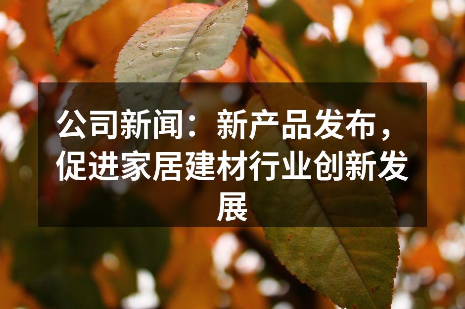 公司新闻：新产品发布，促进家居建材行业创新发展