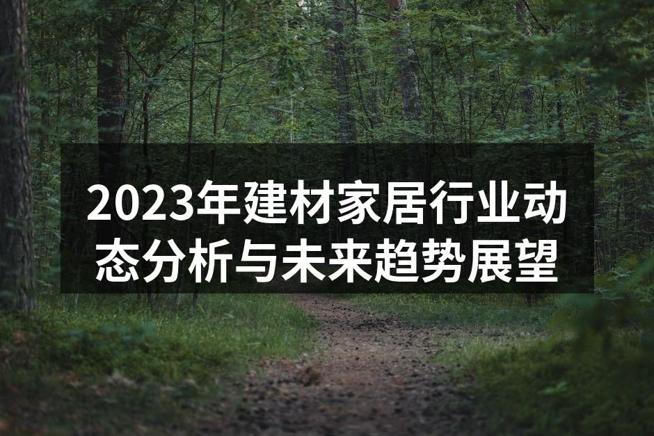 2023年建材家居行业动态分析与未来趋势展望